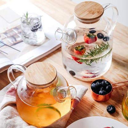 Bouilloire en Verre Borosilicaté avec Couvercle en Bambou